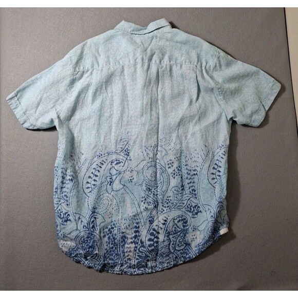 Tommy Bahama Relax Shirt Men XL BlueShort Sleeve 100% Linen Geometric Print - Picture 8 of 8